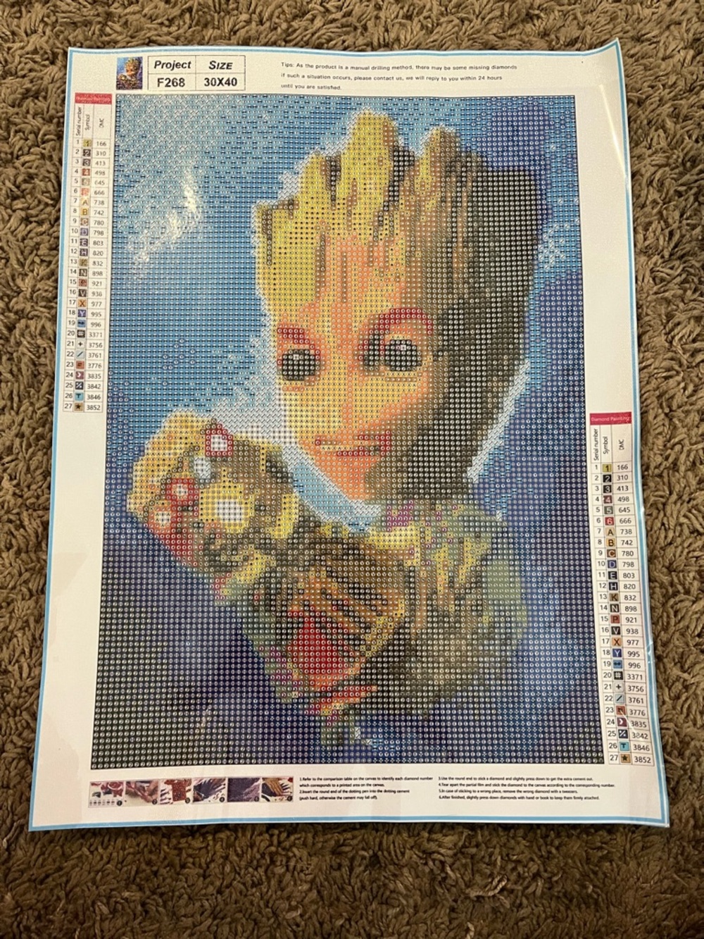 Marvel Groot Wall Art - Blue, Yellow, Brown